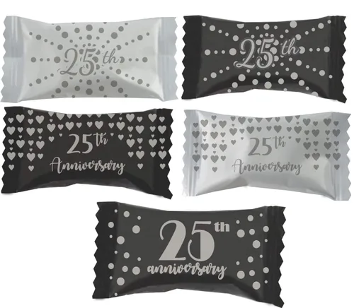 Vista 3 de Party Sweets 25º aniversario de boda, menta premium, aprox. 300 mentas (paquete de bolsas de 6 a 7 onzas)
