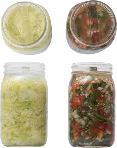 Vista 5 de Paquete de 5 – Fácil de agarrar – Agarrarlos con pinzas – Pesos de fermentación de vidrio con asas para tarros Mason de boca ancha