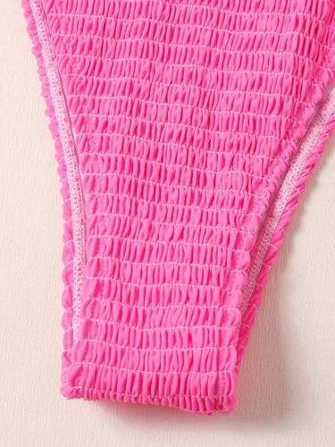 Vista 4 de SweatyRocks Traje de baño triangular de 2 piezas para mujer con parte superior halter y tanga lateral