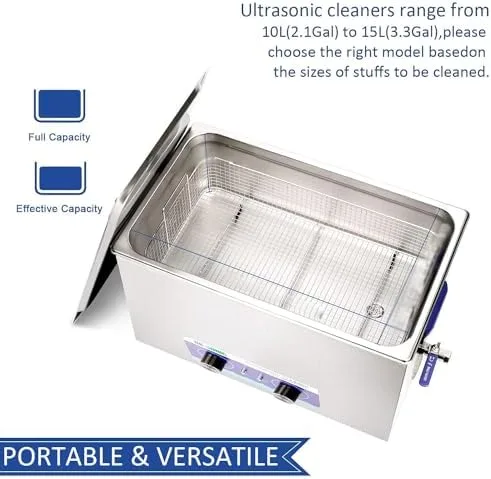 Vista 5 de Ultra Cleaner for Jewelry & Metal Parts, Stainless Steel with Timer & Heater, Heavy-Duty Ultrasonic Cleaning Machine for Efficient Cleaning Solutions