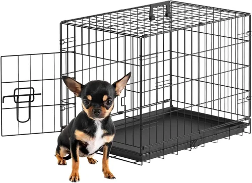 Vista 14 de FDW Jaula para perros con doble puerta, jaula plegable de alambre de metal de 36 pulgadas con bandeja extraíble y panel divisor, jaula para mascotas