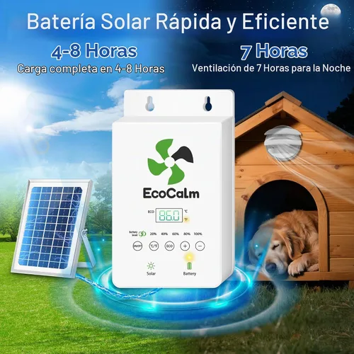 Vista 2 de Extractor solar de 4" con termostato y batería para gallinero