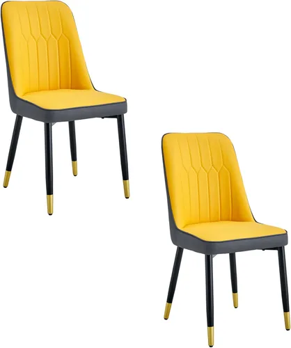 Vista 13 de Juego de 2 sillas de comedor para sala de estar, cocina, dormitorio, Sillas De Comedor para Comedor, cómodas y modernas, de piel sintética, patas