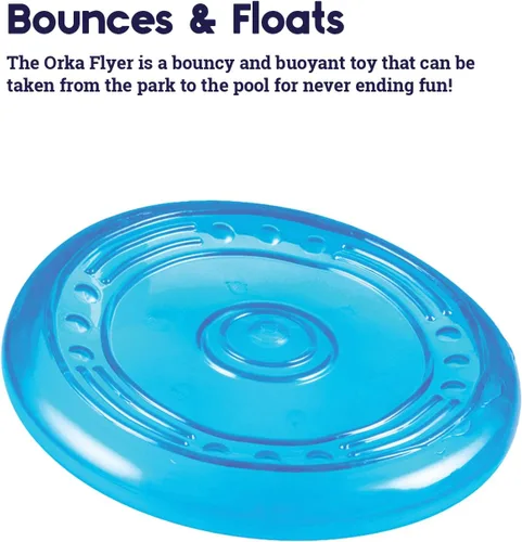 Vista 4 de Petstages Orka Flyer Disco Volador Azul Real Juguete de Buscar para Perros