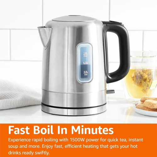 Vista 6 de Yaxa Basics Hervidor eléctrico de acero inoxidable para té y café, sin BPA, de ebullición rápida, apagado automático, 1 litro, 1500 W, negro