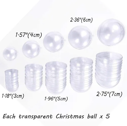 Vista 2 de 25 adornos de bolas de Navidad de plástico, bolas transparentes inastillables para árbol de Navidad, adorno colgante para decoración del hogar
