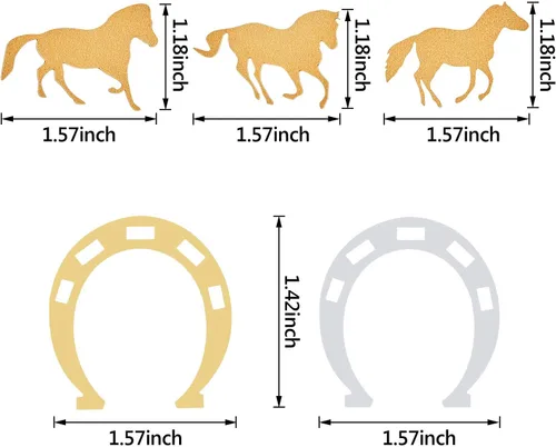 Vista 3 de Gejoy 800 piezas de decoración de confeti de herradura, decoración de fiesta de caballo, accesorios temáticos de caballo vaquero, confeti
