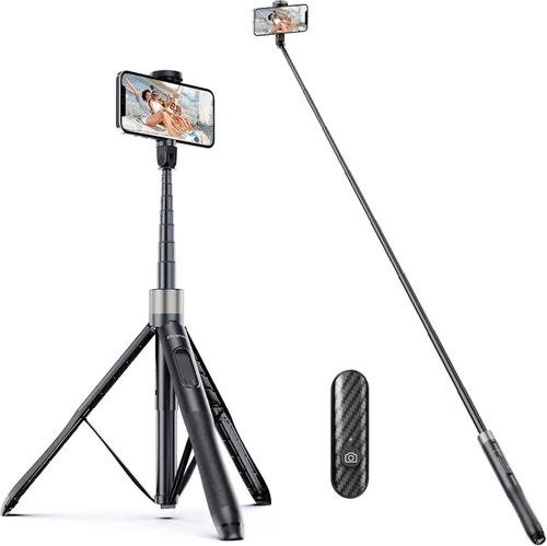 Vista 11 de ATUMTEK Trípode para selfie stick de 51 pulgadas, soporte extensible todo en uno con control remoto Bluetooth, rotación de 360° para iPhone y Negro