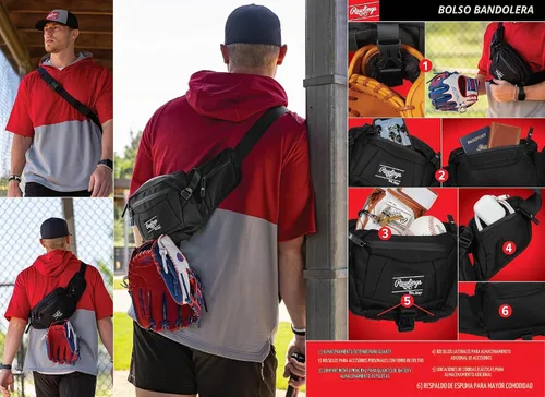 Vista 7 de Rawlings Bolso bandolera Accesorio de béisbol/sóftbol Múltiples estilos Negro