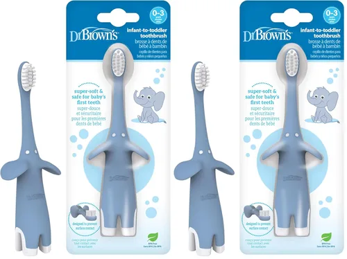 Vista 17 de PAQUETE VIRTUAL: Paquete de cuidado bucal infantil de Dr. Brown's: cepillo de dientes, pasta de dientes y toallitas para dientes y encías para bebés