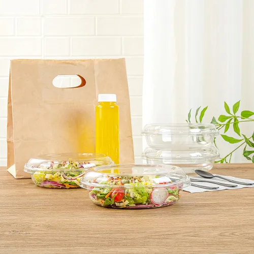 Vista 8 de Restaurantware Thermo Tek - Platos para servir de 7.5 x 2.4 pulgadas con tapas, 100 bandejas desechables para verduras, redondas para fiestas