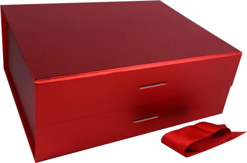 Vista 52 de PACK2PACK Caja de regalo plegable de lujo con cinta extraíble, caja plegable con cierre magnético, bodas, despedidas de soltera, regalos Negro/Blanco