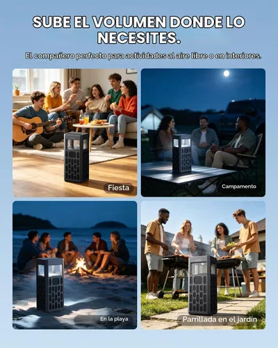 Vista 7 de Altavoz Bluetooth portátil 30W, graves profundos, IPX6 impermeable, luces
