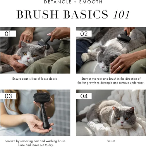 Vista 4 de Tweezerman Dog and Cat Slicker Brush for Pets, Grooming Brush with Coated Bristles to Prevent Scratching and Ergonomic Handle