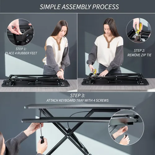 Vista 7 de VIVO Convertidor de escritorio de 26 pulgadas, Serie K, elevador ajustable de sentado a parado, estación de trabajo para dos monitores y laptop