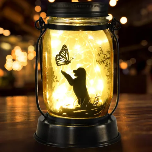 Vista 68 de kyoryuger Paquete de 2 faroles solares de gatos, regalos de Navidad para amantes de los gatos, mujeres, mamá, abuela, farol conmemorativo, estaca