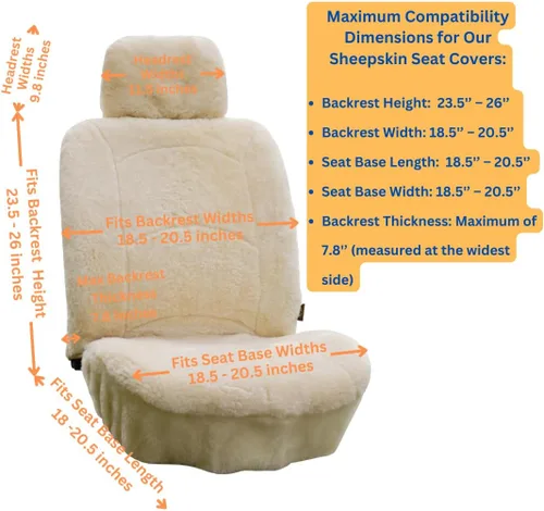 Vista 5 de Funda de asiento de piel de oveja auténtica, funda de asiento de piel de cordero, funda de asiento de automóvil de invierno, funda de asiento