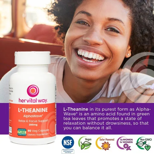 Vista 3 de L-Teanina fuerza Extra 200mg Relax Focus apoyo con alphawave