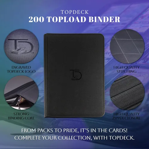 Vista 3 de TopDeck 200 TopLoader Binder - Carpeta álbum de 9 bolsillos para tarjetas - Fundas de almacenamiento seguro TCG - Compatible con Yugioh, Magic the