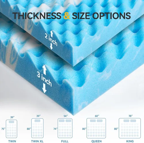Vista 9 de SINWEEK Cubrecolchón de Espuma Viscoelástica con Relieve de Huevera de 2 Pulgadas Tamaño Individual, Almohadilla de Colchón Suave para Alivio