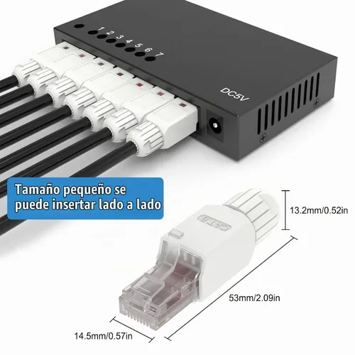 Vista 6 de VCELINK - Conector RJ45 Cat6 sin herramientas, paquete de 2, chapado en oro, UTP 23-26AWG 23-26 AWG Network Cable Compatibility, Toolless Field