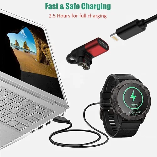 Vista 4 de Ankky Garmin - Cargador de reloj a adaptador de 8 pines de 90 grados, compatible con Garmin Fenix 7/7S/7X/6S/6/6X/5S/5/5X, Instinct