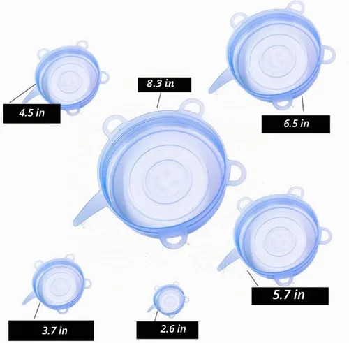 Vista 6 de Tapas elásticas de silicona flexibles, redondas, reutilizables, para taza, plato, taza, plato, envoltura de alimentos de silicona de grado