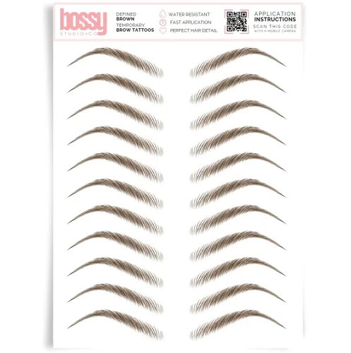Vista 127 de Brows by Bossy Tatuaje temporal para cejas 8 colores y 6 estilos adhesivos impermeables para cejas, tatuajes falsos para el cabello como pelar