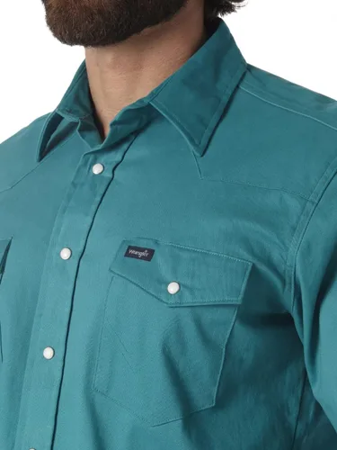 Vista 3 de Wrangler Mens Premium Performance Advanced Comfort Cowboy Cut Long Sleeve Spread Collar Solid Shirt