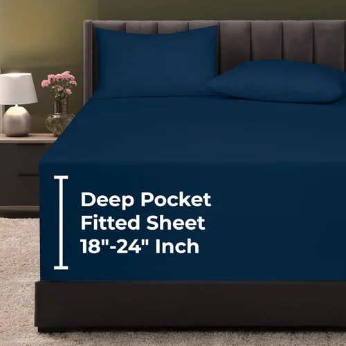 Vista 55 de Royale Linens Sábana bajera ajustable individual – Microfibra cepillada ultrasuave de 1800 hilos – Sábanas inferiores de lujo para hotel – No se