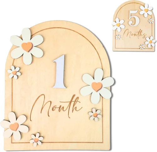 Vista 14 de Cartel de hito mensual para bebé - Tarjeta acrílica de hito mensual para bebé - Accesorios para fotografía de recién nacidos para documentar el B11