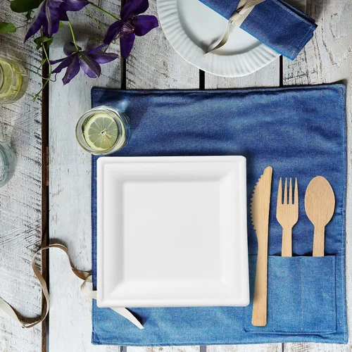 Vista 7 de BOOBAM ECONATURAL PRODUCTS Platos cuadrados desechables – Platos compostables de bagazo a base de plantas para fiestas, cumpleaños, bodas, postres