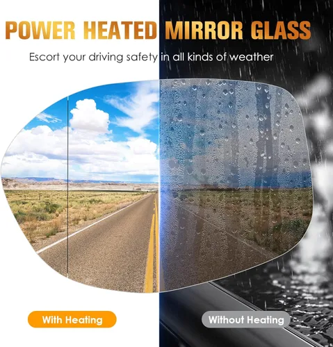 Vista 3 de Cristal de espejo calefactable del lado izquierdo del conductor compatible con Honda Odyssey 2014 2015 2016 2017 repuesto para 76253-TK8-A51