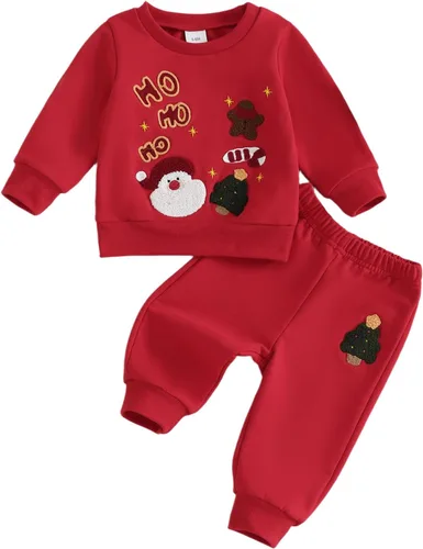 Vista 40 de Conjunto de Navidad para bebé niño con camisa divertida larga y pantalón conjunto de ropa de primera Navidad para niños de 6 a 12, 18, 24 meses 2T