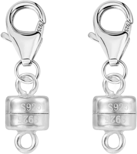 Vista 8 de Cierres y cierres magnéticos para collares, 2 piezas de plata de ley 925 con cierre magnético para collares, convertidor chapado en oro, conector