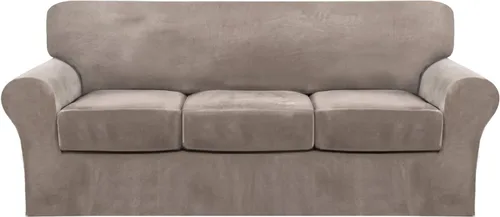 Vista 66 de FantasDecor Fundas de terciopelo para sofá de 2 piezas para sala, con cojín individual, protector elástico de muebles para mascotas, lavable a Negro