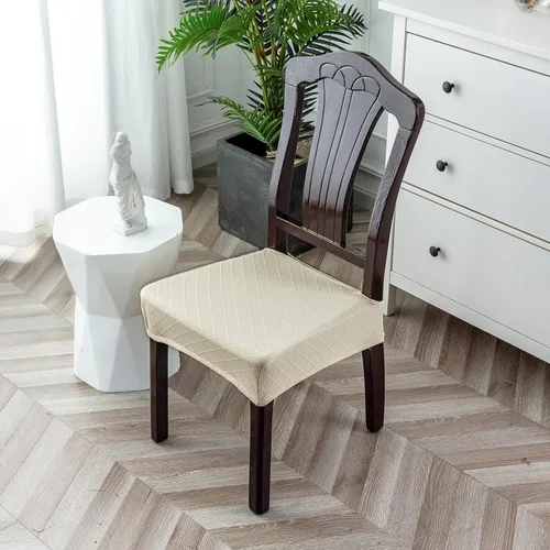 Vista 8 de Genina Juego de 2 fundas de asiento impermeables para sillas, fundas de asiento para sillas de comedor para cocina, fundas elásticas de jacquard