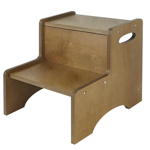 Vista 12 de WOOD CITY Taburete escalón para niños pequeños, Taburetes de madera de 2 pasos para lavabo de baño, entrenamiento para orinal, cocina, taburete