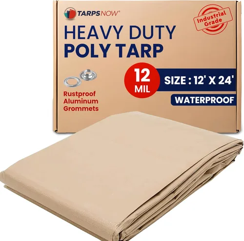Vista 12 de Tarps Now - Lona de polietileno impermeable resistente de 10 x 20 pies Lona reforzada de 12 milésimas de pulgada de grosor con ojales de aluminio