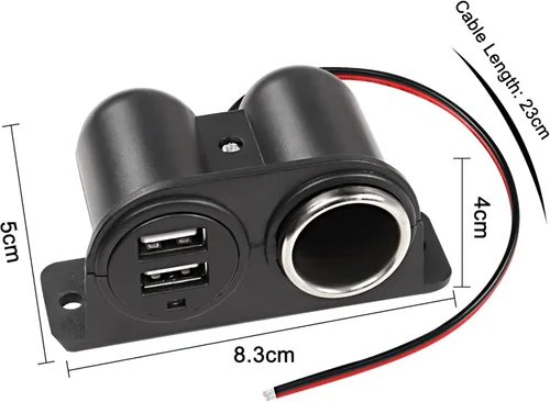 Vista 6 de MEIRIYFA Cargador de coche con toma de corriente dual USB, 3.1 A Dual USB + encendedor de cigarrillos 12/24 V, repuesto para vehículo, camión, SUV