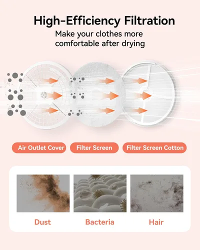 Vista 6 de Euhomy Secadora portátil de 1.5 pies cúbicos, secadora de ropa de 850 W con tambor de acero inoxidable, 4 funciones, panel de control LED, secadores