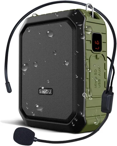 Amplificador de voz portátil con micrófono con cable de 18 W, amplificador de voz personal Bluetooth, impermeable, grabación para profesores, guía