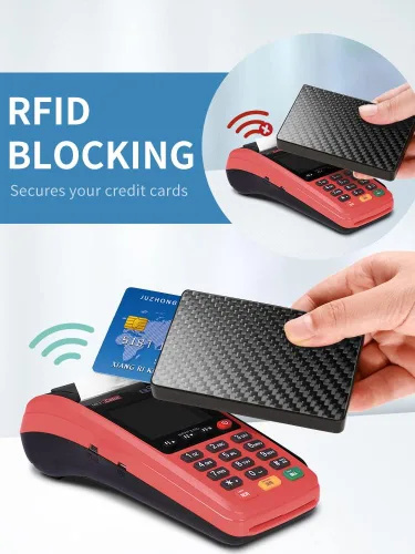 Vista 6 de NEW-BRING Pop Up Card Wallet for Men Minimalist Credit Card Holder Slim Carbon Fiber Wallet RFID Blocking(Carbon Fiber)