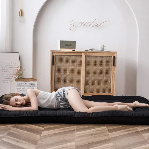 Vista 235 de Colchón futón japonés de piso gris constelación, de piso tatami, portátil, para acampar, para niños, sofá cama plegable enrollable con protector