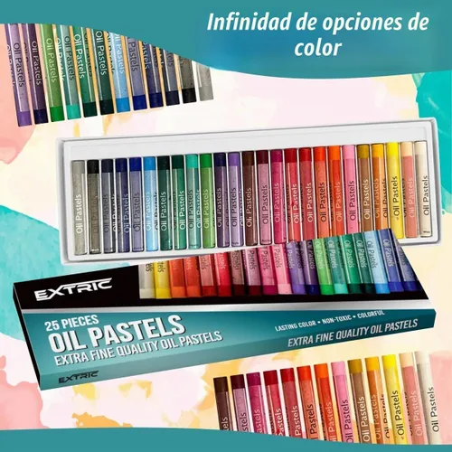 Vista 5 de EXTRIC Soft Pastels 25 Colors, Kids and Artists Oil Crayons