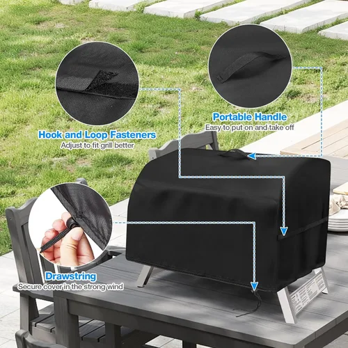 Vista 3 de Cubierta de Parrilla para Parrilla Hibachi, Cubierta de Parrilla de Mesa Pequeña Impermeable para Exteriores de Servicio Pesado, Cubierta