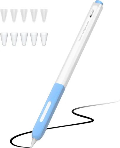 Vista 11 de Funda compatible con Apple Pencil Pro / Apple Pencil de 2ª generación, silicona translúcida duotone, [con 10 puntas de silicona] (negro)