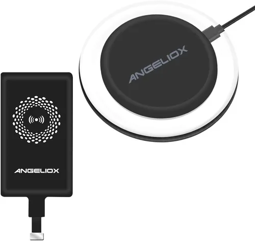 ANGELIOX Receptor de carga inalámbrico compatible con iPhone 7/7 Plus / 6/6 Plus / 6s / 5Se / 5s / 5c / 5 (receptor de carga inalámbrico incluido)