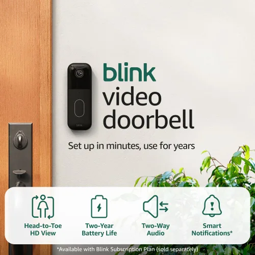 Blink Video Doorbell (modelo más reciente) – Visión HD de la cabeza a los pies, dos años de duración de la batería y configuración sencilla. Sync