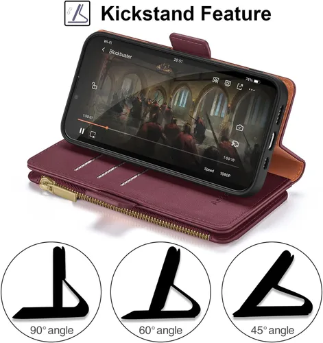 Vista 7 de Antsturdy Funda de piel sintética compatible con iPhone XR, con bloqueo RFID, funda protectora a prueba de golpes para mujeres y hombres, con correa